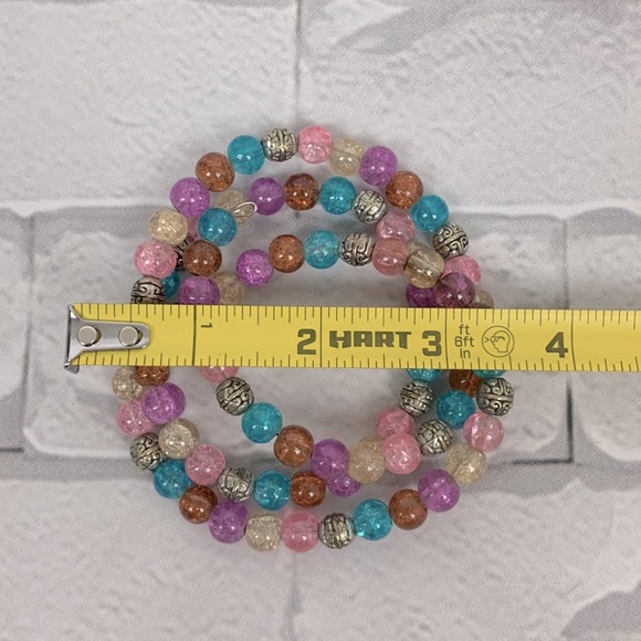 Beaded wrap around layered bracelet Adjustable Pastel colored beads New NWOT - Picture 5 of 7